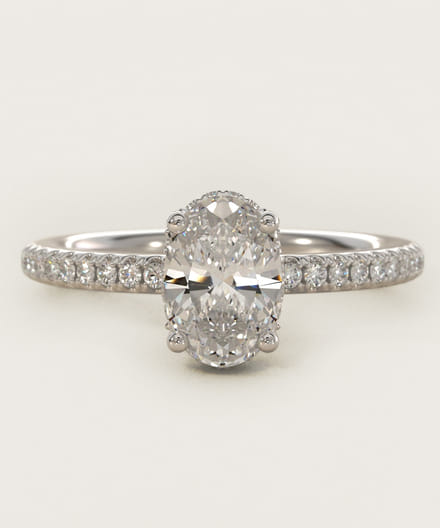 Petite Micropavé Hidden Halo Engagement Ring In 14k White Gold