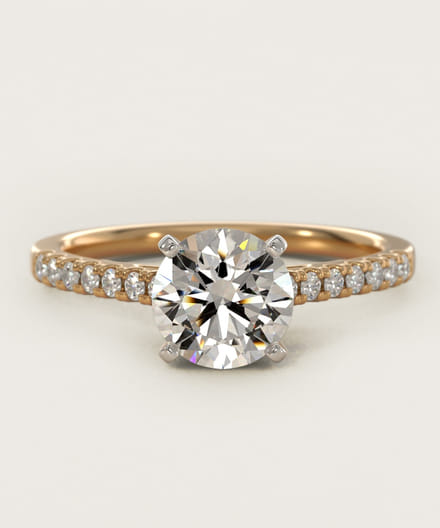 Petite Cathedral Pavé Diamond Engagement Ring In 14K Yellow Gold